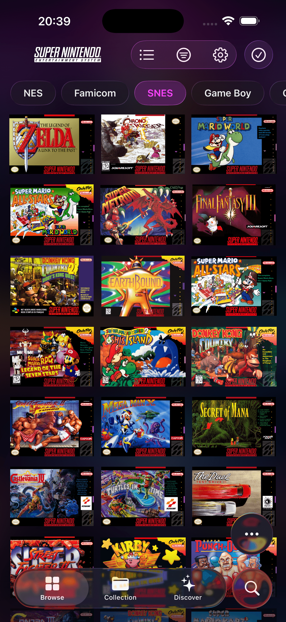 Browse SNES games on iPhone